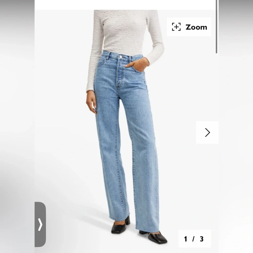 Mango Nora Light Blue High-Waist Wide Leg Jeans - Picture 1 of 6